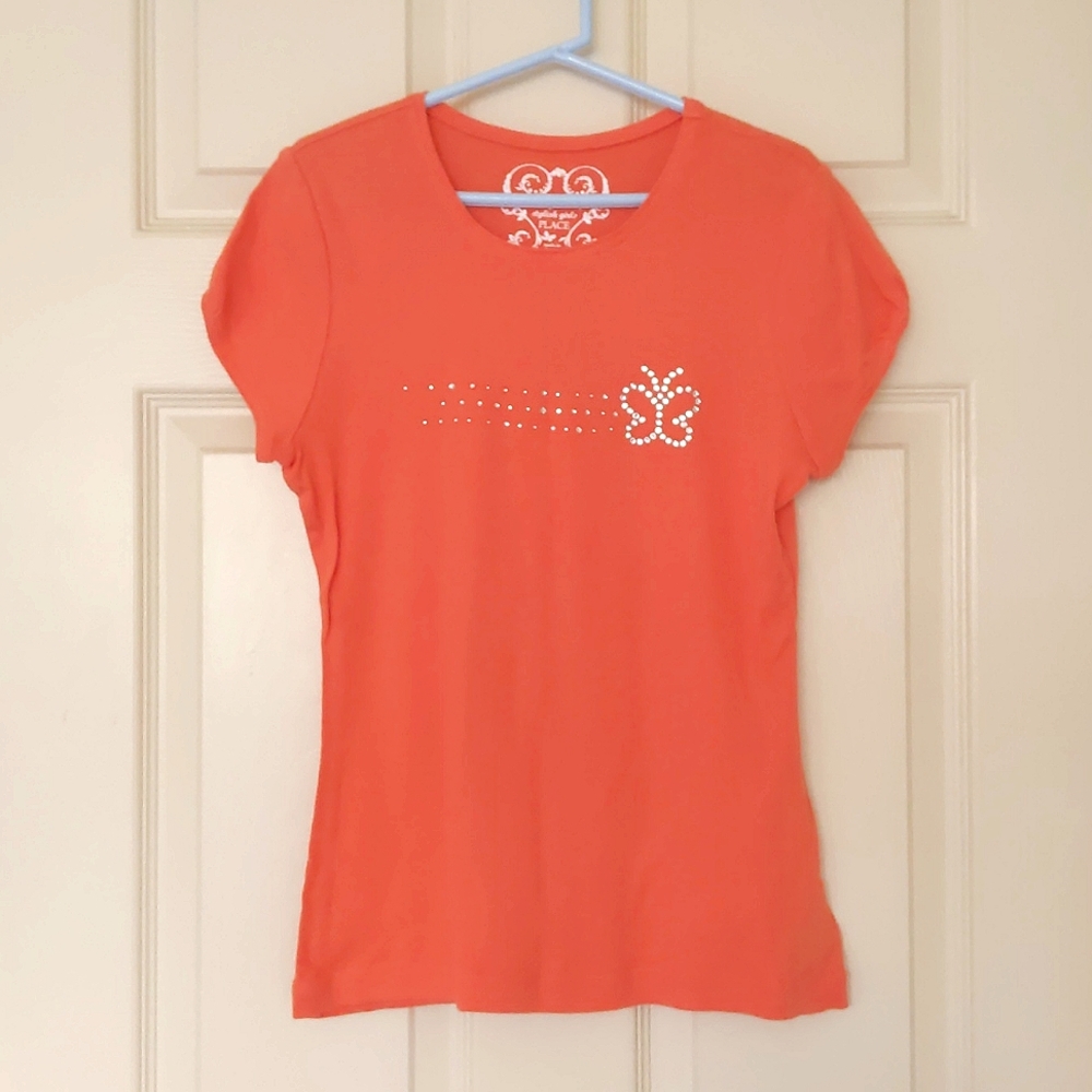 NWOT. The Children's Place 100% Cotton Short Sleeve Tee with crystal butterfly.